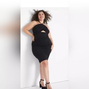 Lane Bryant Tie-Halter Ruched Bodycon Dress with Cutout NWT